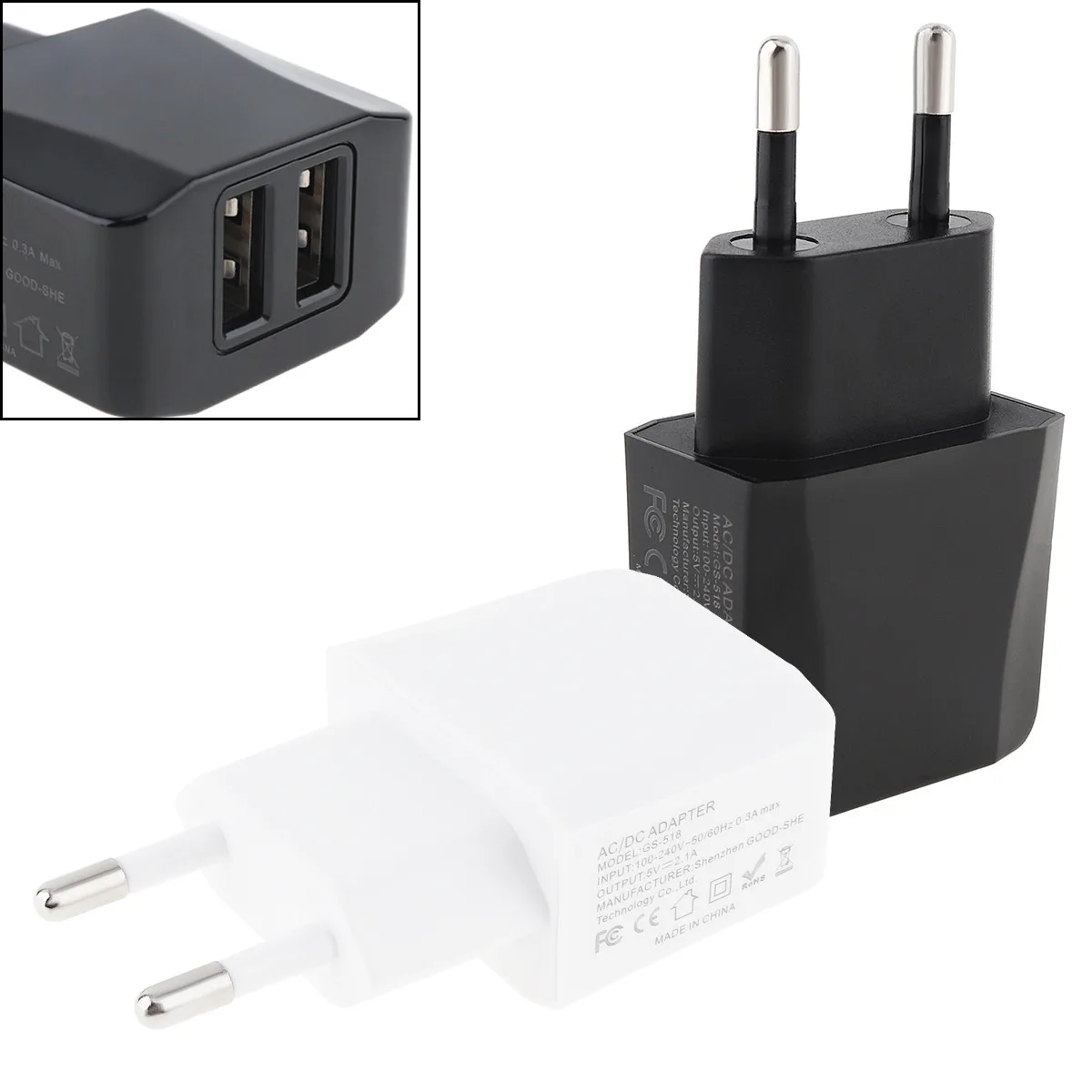 Heat Resistant Travel Mini Double USB Power Charger 5V 2.1A EU Plug Charger Adapter for Mobile Phone / Tablet
Heat Resistant Travel Mini Double USB Power Charger 5V 2.1A EU Plug Charger Adapter for Mobile Phone / Tablet