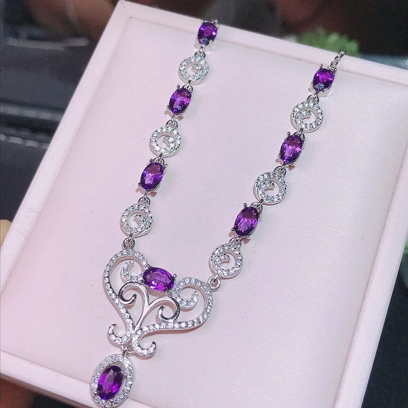 Фото Deluxe Amethyst Necklace 925 Pure Silver Customization Seiko Production Hot Selling Style Wholesale Price | Украшения и