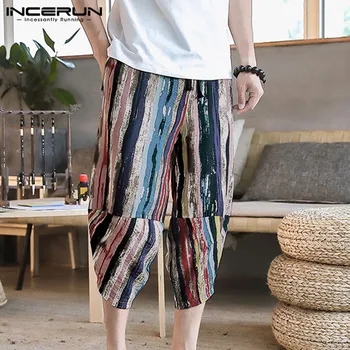 INCERUN Men Pants Pockets Colorful Striped Elastic Waist Streetwear Joggers Harem Trousers Loose Retro Casual Pantalones Hombre 
INCERUN Men Pants Pockets Colorful Striped Elastic Waist Streetwear Joggers Harem Trousers Loose Retro Casual Pantalones Hombre