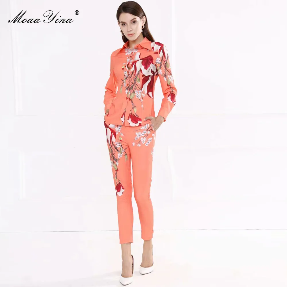 MoaaYina Fashion Designer Women Spring Autumn Floral Print Shirt Blouse+ Pencil Pants Elegant Two Piece Set
MoaaYina Fashion Designer Women Spring Autumn Floral Print Shirt Blouse+ Pencil Pants Elegant Two Piece Set