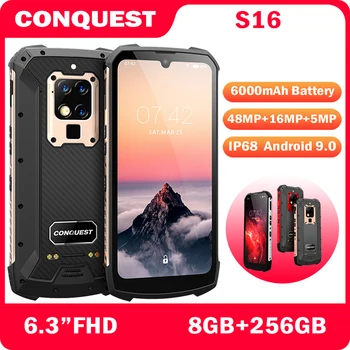 CONQUEST S16 IP68 Rugged MobilePhone 6.3" 8GB+256GB Octa Core 48MP Android 9 Infrared Remote Control Smartphone 6000mAh 4G Phone
CONQUEST S16 IP68 Rugged MobilePhone 6.3" 8GB+256GB Octa Core 48MP Android 9 Infrared Remote Control Smartphone 6000mAh 4G Phone