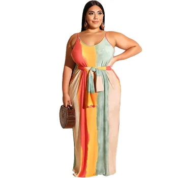 Summer Casual Style Women's Fashion Print Dress Large Size Striped Loose Sleeveless Spaghetti Strap Sling Dress with Belt
Summer Casual Style Women's Fashion Print Dress Large Size Striped Loose Sleeveless Spaghetti Strap Sling Dress with Belt