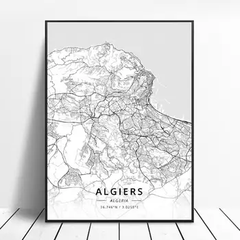 Black and White Algiers Algeria Latitude Longitude Canvas Art Map Poster
Black and White Algiers Algeria Latitude Longitude Canvas Art Map Poster
