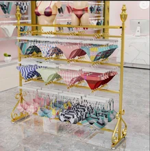 Clothing store underwear panties display rack multifunctional Nakajima rack pajamas rack gold high-end floor-standing rack 
Clothing store underwear panties display rack multifunctional Nakajima rack pajamas rack gold high-end floor-standing rack