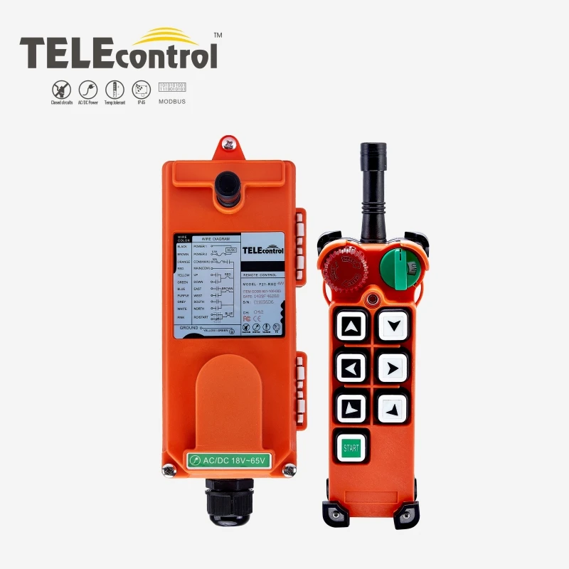 Tele radio F21EOT overhead crane industrial wireless remote control F21-E2 with 6 single speed mushroom head and rotatory swtich
Tele radio F21EOT overhead crane industrial wireless remote control F21-E2 with 6 single speed mushroom head and rotatory swtich