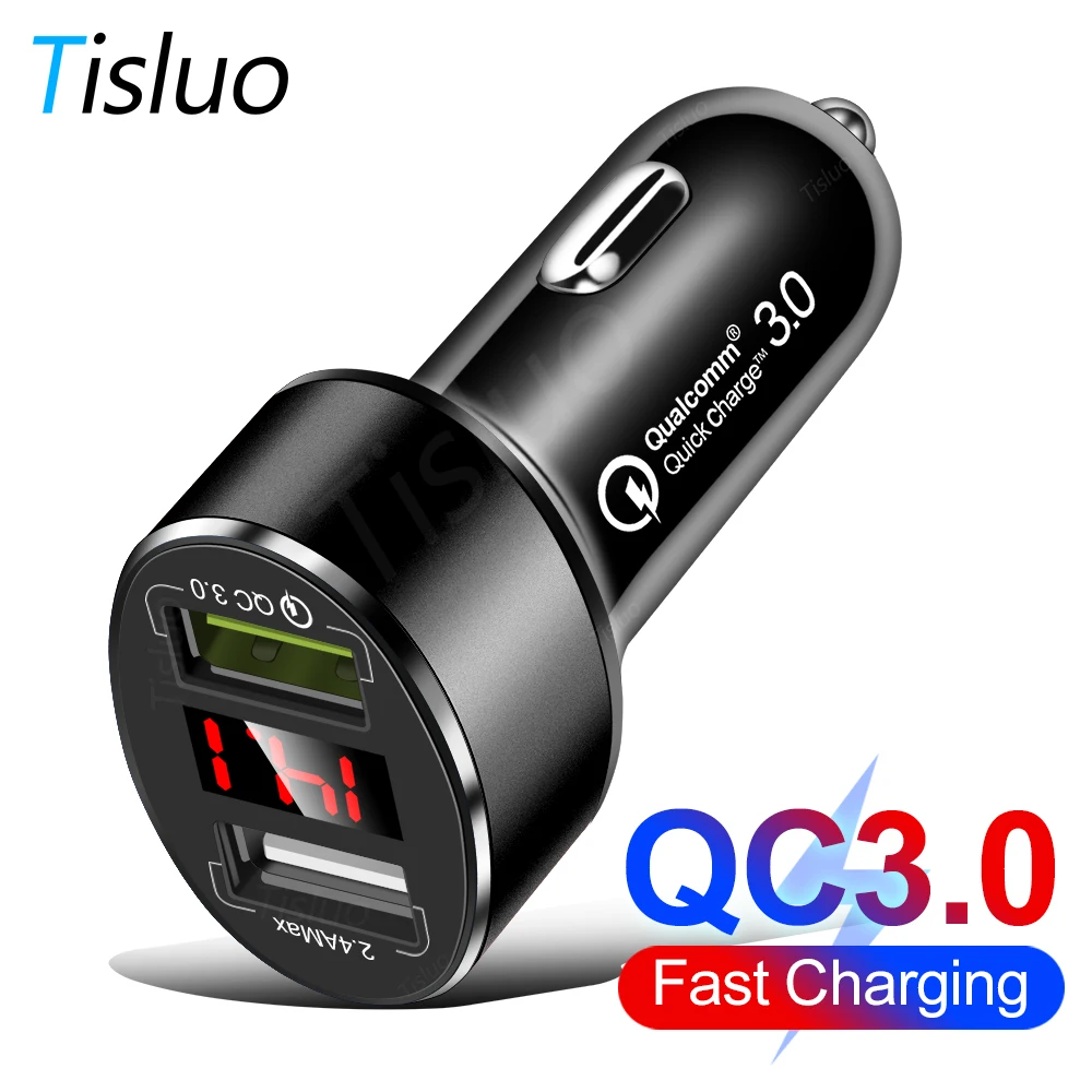 Автомобильное зарядное устройство Tisluo 3A с 2 USB портами и цифровым