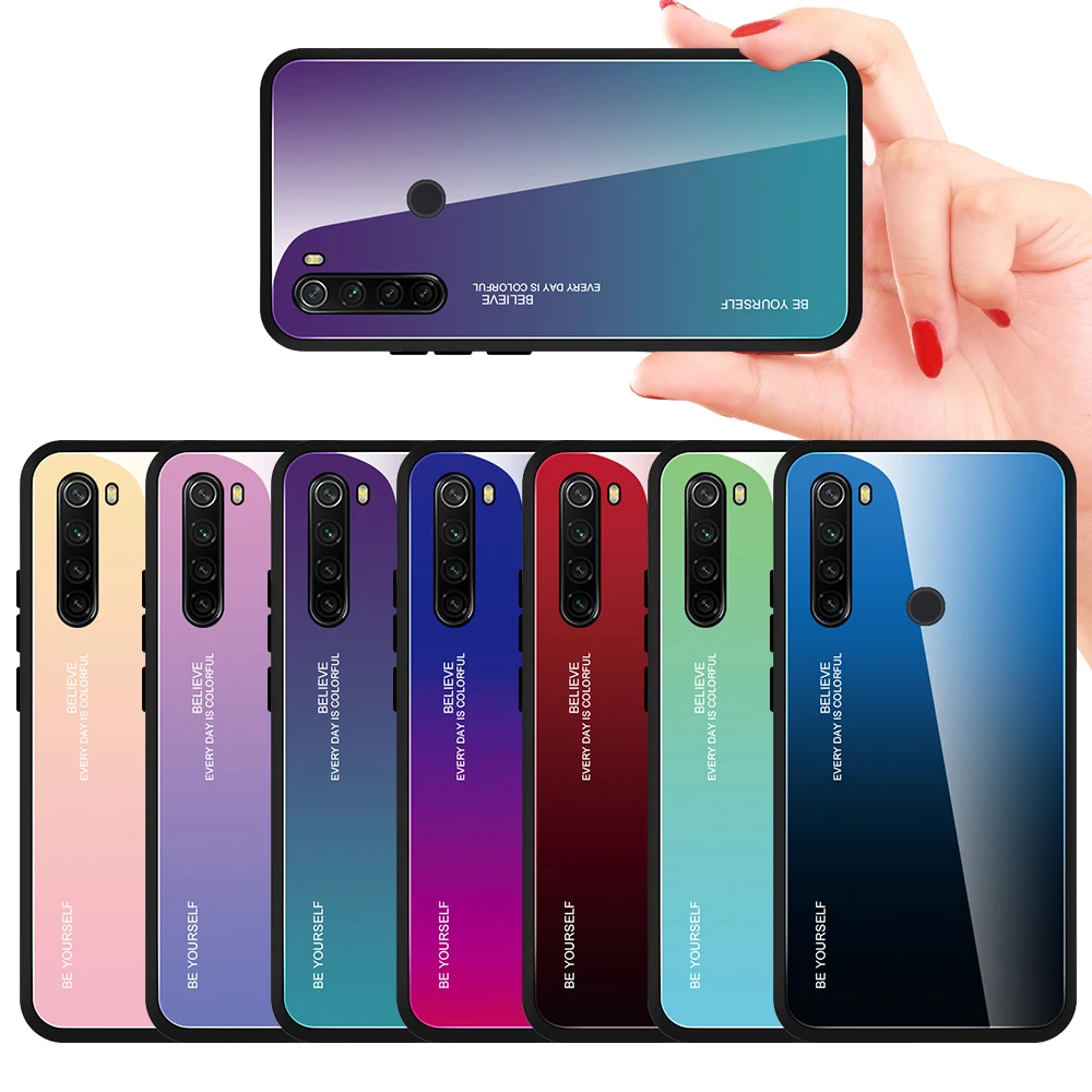 Градиентный чехол из закаленного стекла для Xiaomi Redmi 8 8A Note 9 Pro Max 8T телефона