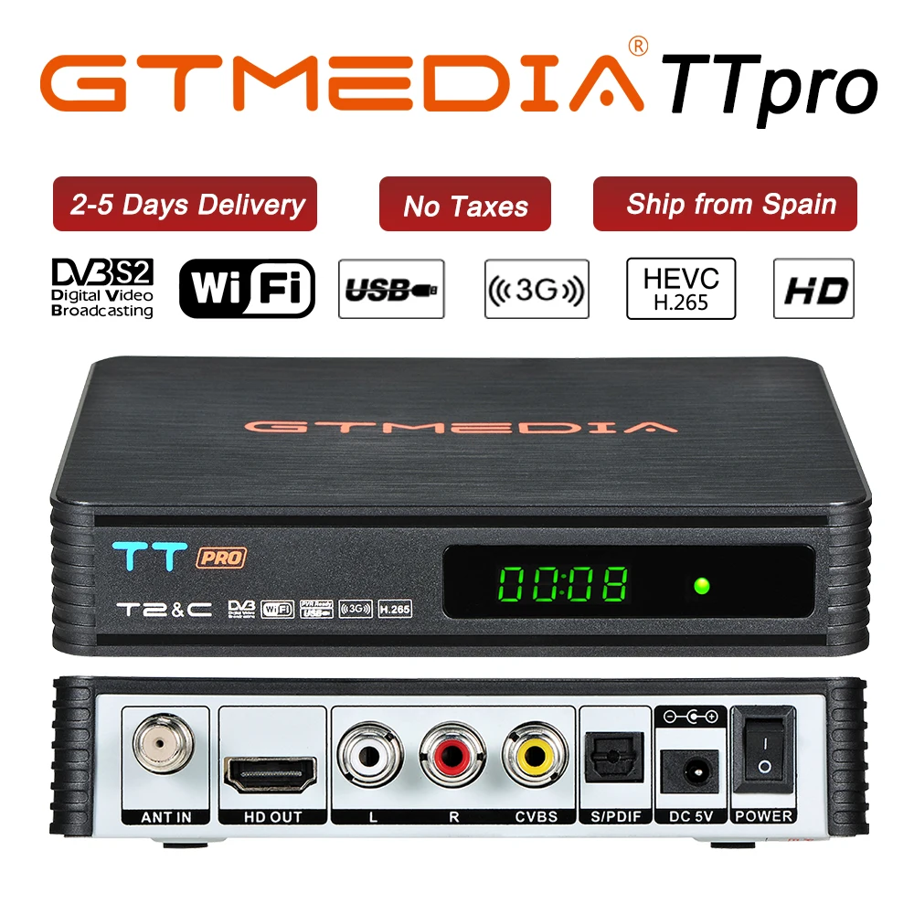 GTmedia TT Pro Digital Receiver DVB-T/C Supports H.265/HEVC Wifi Free TV Box Youtube TV Receiver
GTmedia TT Pro Digital Receiver DVB-T/C Supports H.265/HEVC Wifi Free TV Box Youtube TV Receiver