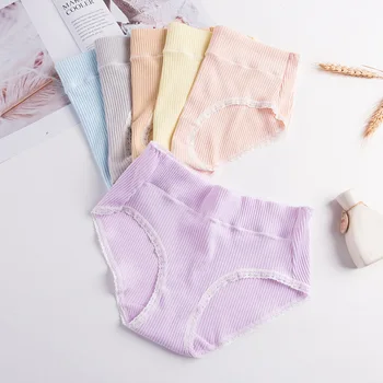 Solid Cotton Panties for Women Briefs Seamless Lingerie Lace Breathable Underwear Female Intimates Girls Mid-Waist Briefs Panty 
Solid Cotton Panties for Women Briefs Seamless Lingerie Lace Breathable Underwear Female Intimates Girls Mid-Waist Briefs Panty