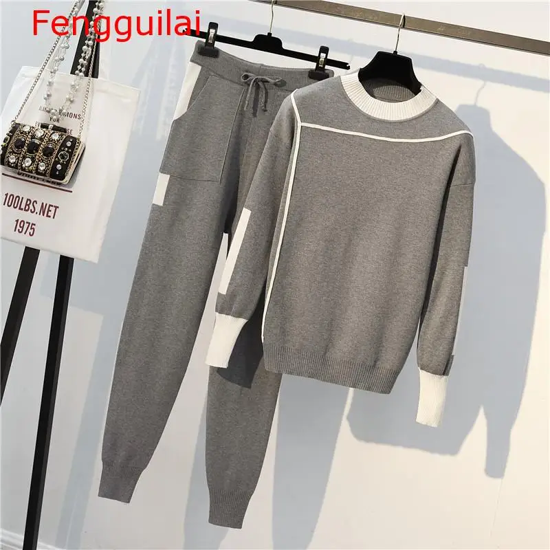 Autumn 2 Pieces Set Knitted Pullovers Sweater Casual Stripe Knit Jumper Tops And Pants Suits Fashionable Long Sleeve Tracksuits
Autumn 2 Pieces Set Knitted Pullovers Sweater Casual Stripe Knit Jumper Tops And Pants Suits Fashionable Long Sleeve Tracksuits