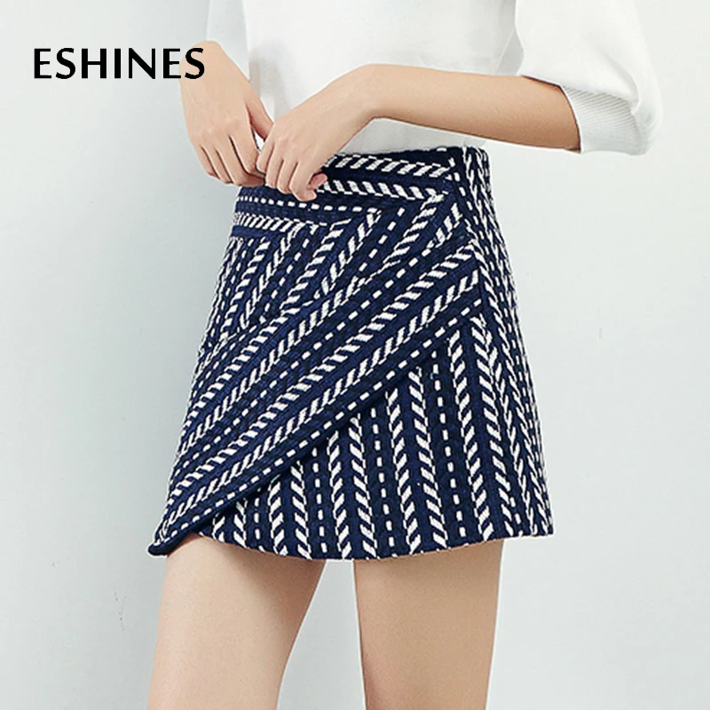 ESHINES Runway Designer Skirt Autumn Navy High Waist Women Mini Skirt Elegant A-Line Striped Irregular Skirt
ESHINES Runway Designer Skirt Autumn Navy High Waist Women Mini Skirt Elegant A-Line Striped Irregular Skirt