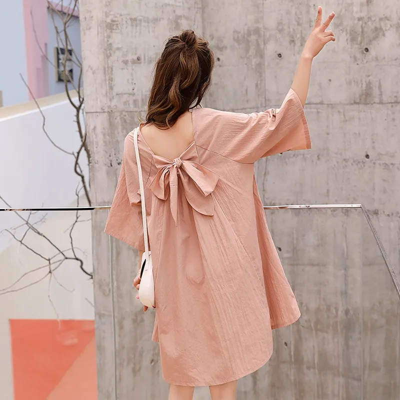 Solid Color Open Back Bowknot Maternity Dress Trumpet Sleeve Maternity Skirt Plus Size Loose Sweet Dress Summer Dress
Solid Color Open Back Bowknot Maternity Dress Trumpet Sleeve Maternity Skirt Plus Size Loose Sweet Dress Summer Dress