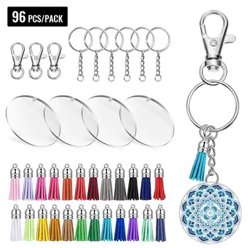 24Pcs Acrylic Transparent Circle Discs 2'' Clear Acrylic Keychain Blanks Tassel Pendant 96pcs Keyring Set for DIY Project Crafts
24Pcs Acrylic Transparent Circle Discs 2'' Clear Acrylic Keychain Blanks Tassel Pendant 96pcs Keyring Set for DIY Project Crafts