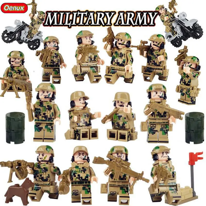Oenux New Mini Special Forces Camouflage Soldiers Figure Military MOC Building Block Brick Compatible With Legoings Toy For Kids
Oenux New Mini Special Forces Camouflage Soldiers Figure Military MOC Building Block Brick Compatible With Legoings Toy For Kids