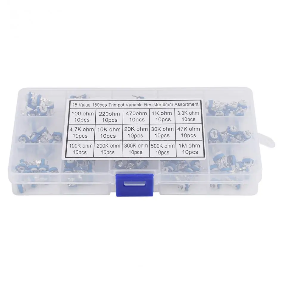 150 Pcs/box Variable Resistor Potentiomete 100ohm-1Mohm Vertical PCB Preset Trimmer Potentiometer
150 Pcs/box Variable Resistor Potentiomete 100ohm-1Mohm Vertical PCB Preset Trimmer Potentiometer