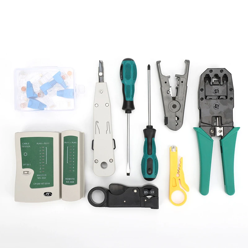 14Pcs / Kit RJ45 RJ11 RJ12 CAT5 Portable Network LAN Cable Tester RJ45 Crimping Clamp Crimping Tool Network Maintenance Tool Kit
14Pcs / Kit RJ45 RJ11 RJ12 CAT5 Portable Network LAN Cable Tester RJ45 Crimping Clamp Crimping Tool Network Maintenance Tool Kit