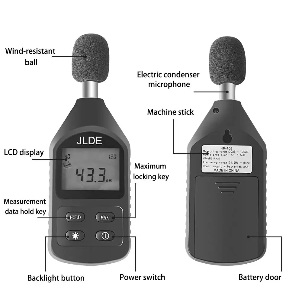 PJLSW Decibel Meter,Digital LCD Backlight Display Sound Level Meter Range 30-130dB Portable Noise Volume Measuring Instrument Bl
PJLSW Decibel Meter,Digital LCD Backlight Display Sound Level Meter Range 30-130dB Portable Noise Volume Measuring Instrument Bl