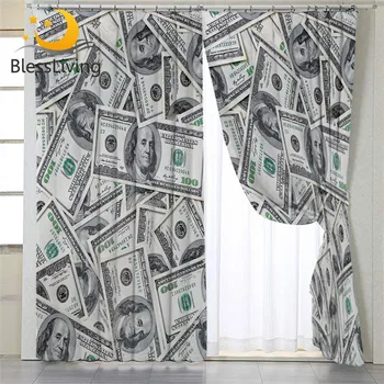 BlessLiving Money Pattern Curtain for Bedoom Dollar Motif Print Luxury Curtain 3D Modern Window Curtain 1-Piece Vivid rideaux
BlessLiving Money Pattern Curtain for Bedoom Dollar Motif Print Luxury Curtain 3D Modern Window Curtain 1-Piece Vivid rideaux