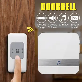 52 Chimes Wireless Doorbell Waterproof 300M Remote Door Bell Transmitters + Receiver EU US Plug
52 Chimes Wireless Doorbell Waterproof 300M Remote Door Bell Transmitters + Receiver EU US Plug