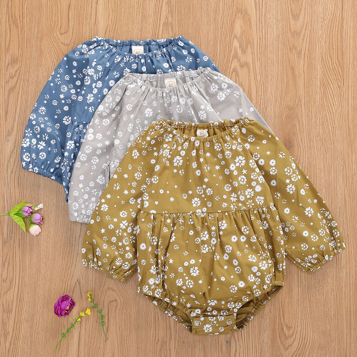 Toddler Autumn Outfit, Elastic Boat-Neck Long-Sleeves Rompers with Daisy Printing for Baby Girls, 0-2 Years, Yellow/Grey/Blue
Toddler Autumn Outfit, Elastic Boat-Neck Long-Sleeves Rompers with Daisy Printing for Baby Girls, 0-2 Years, Yellow/Grey/Blue
