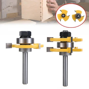 2pcs 1/4" Shank T-type 3-tooth Mortise Cutter 6.35mm Tongue & Groove Router Bit Set Woodworking Grove Tool Parts
2pcs 1/4" Shank T-type 3-tooth Mortise Cutter 6.35mm Tongue & Groove Router Bit Set Woodworking Grove Tool Parts