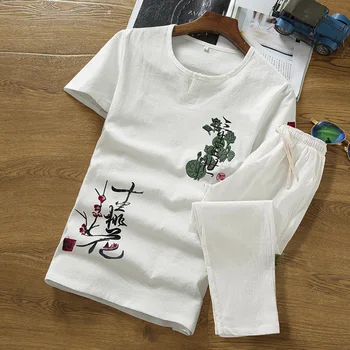 Chinese Style Cotton Men's Embroidery Sets Summer Loose Breathable Men Short-sleeved T-shirt and Trousers Size S M XXL 4XL 5XL
Chinese Style Cotton Men's Embroidery Sets Summer Loose Breathable Men Short-sleeved T-shirt and Trousers Size S M XXL 4XL 5XL