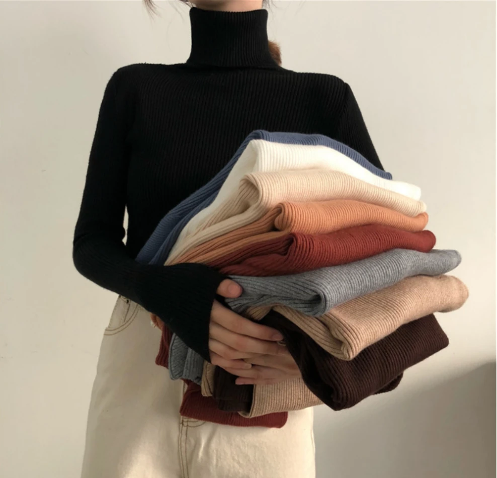 Women Slim Knitted Pullover Top 2020 Autumn Winter Sweater Long Sleeve Turtleneck Jumper Soft Warm Korean Japan Pull Basic 
Women Slim Knitted Pullover Top 2020 Autumn Winter Sweater Long Sleeve Turtleneck Jumper Soft Warm Korean Japan Pull Basic