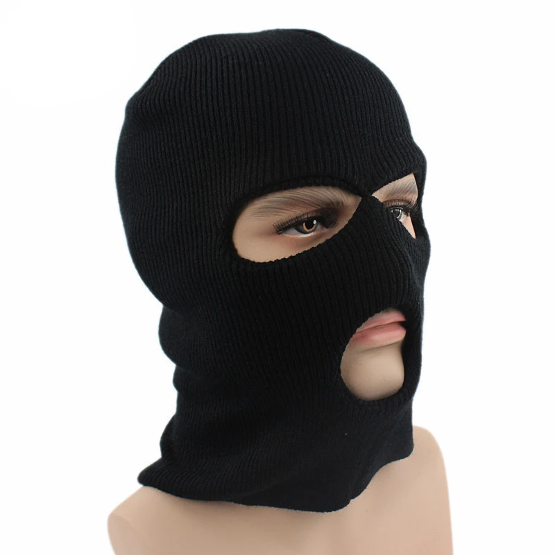 Mens Black or Green Open Face 3 Hole Army Military Warm Balaclava Hat Scarf New 