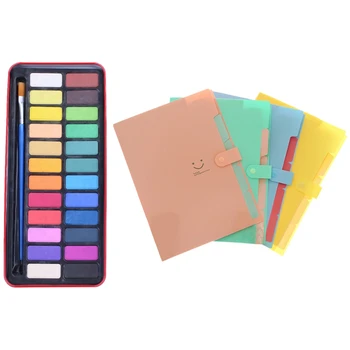 1set 24 Colors Solid Watercolor Paint Pigments Tablet Set with Paintbrush & 5 Pack Expanding Files Box Accordion Folder
1set 24 Colors Solid Watercolor Paint Pigments Tablet Set with Paintbrush & 5 Pack Expanding Files Box Accordion Folder