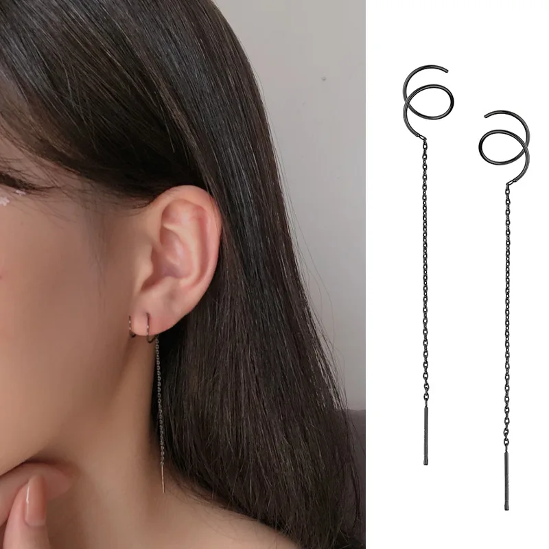 Todorova Punk Rotating Line Drop Earrings for Girls Black Color Long Chain Tassel Earrings Personality Women Fashion Jewelry
Todorova Punk Rotating Line Drop Earrings for Girls Black Color Long Chain Tassel Earrings Personality Women Fashion Jewelry
