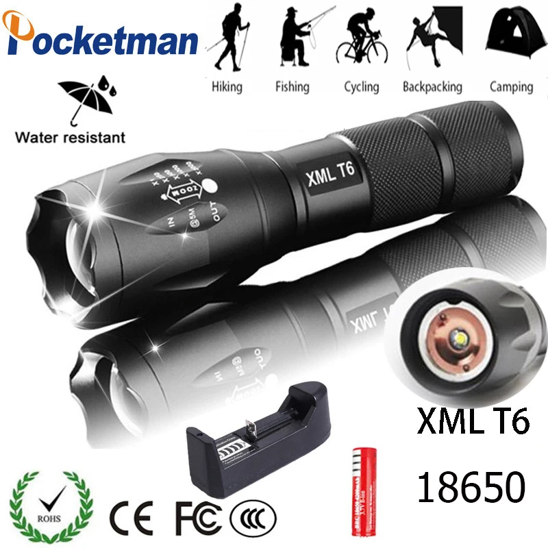 Super Bright Rechargeable Flashlight With T6 lamp Adjustable Focus 5Modes Zoomable light Torch Lantern Free Ship 1*18650
Super Bright Rechargeable Flashlight With T6 lamp Adjustable Focus 5Modes Zoomable light Torch Lantern Free Ship 1*18650