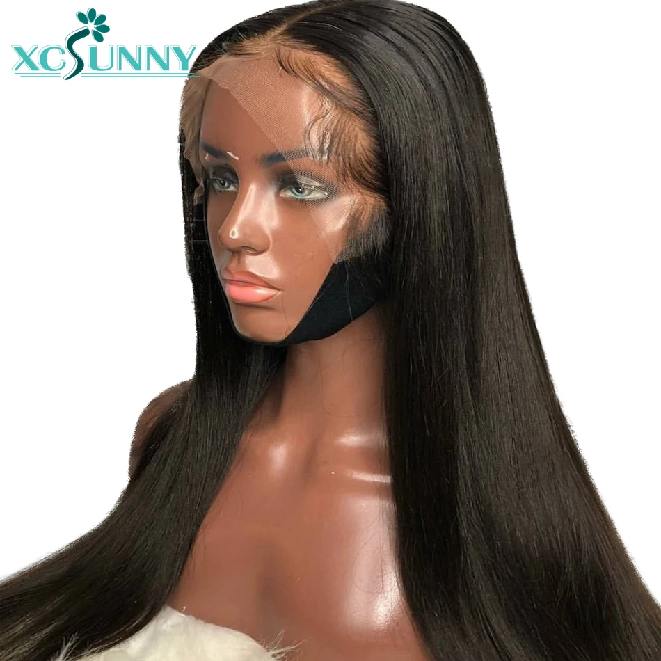 Straight 13x6 180 Density Lace Front Wig With Baby Hair Bleached Knots Pre plucked Peruvian Remy Human Hair Wigs xcsunny
