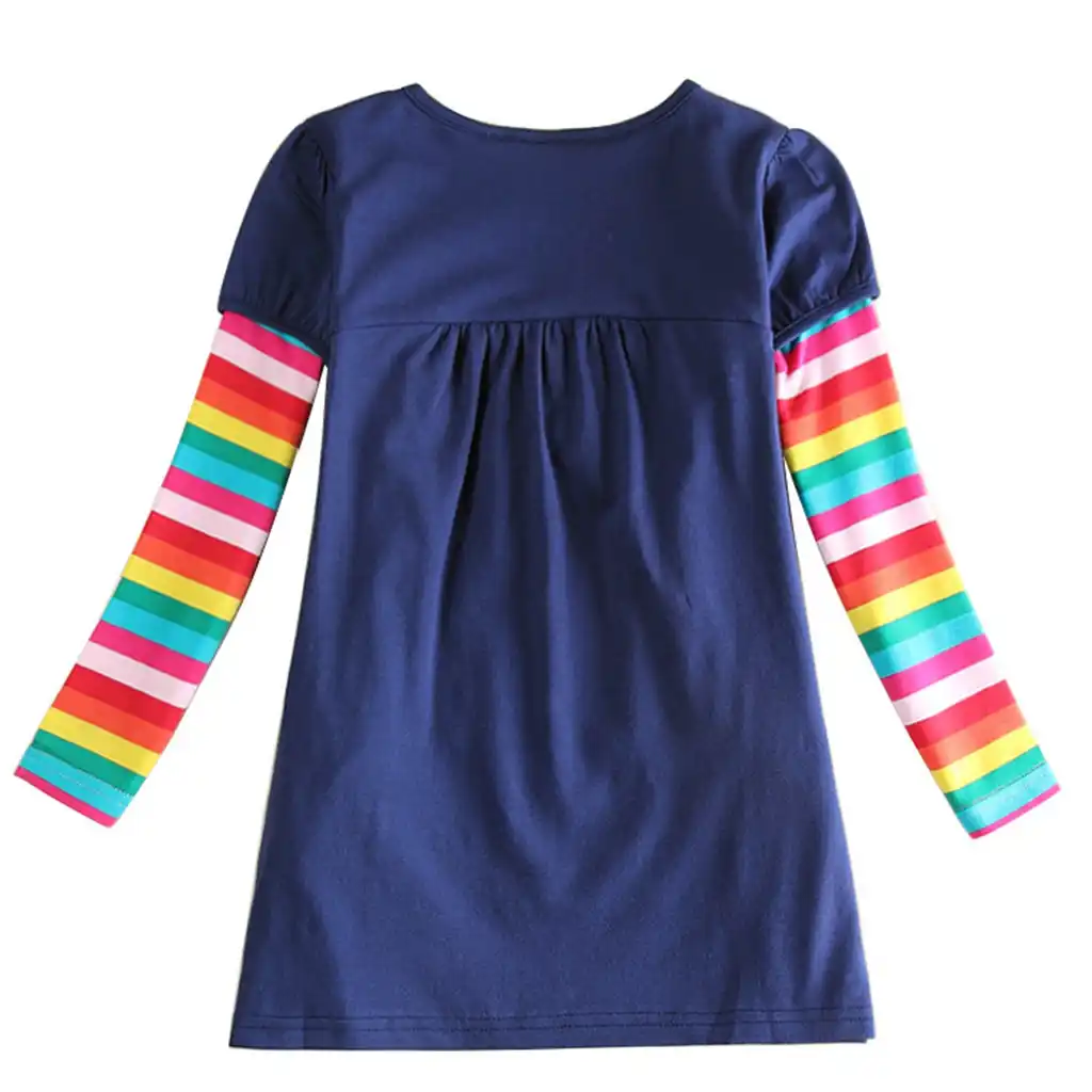 toddler baby kids girls rainbow striped animal dress casual
