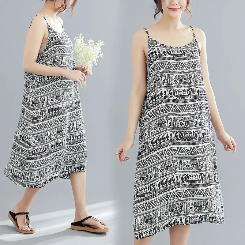 New Style Large Size Retro Xianting Artistic Pop Pattern Loose-Fit Strapped Dress Dress Summer WOMEN'S Dress
New Style Large Size Retro Xianting Artistic Pop Pattern Loose-Fit Strapped Dress Dress Summer WOMEN'S Dress