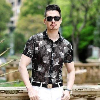 Sexy Shirts For Mens Transparent Shirts 4xl Plus Size Clothing See Through Summer Mens Shirts Floral Printed Silk Clothing 2020 
Sexy Shirts For Mens Transparent Shirts 4xl Plus Size Clothing See Through Summer Mens Shirts Floral Printed Silk Clothing 2020