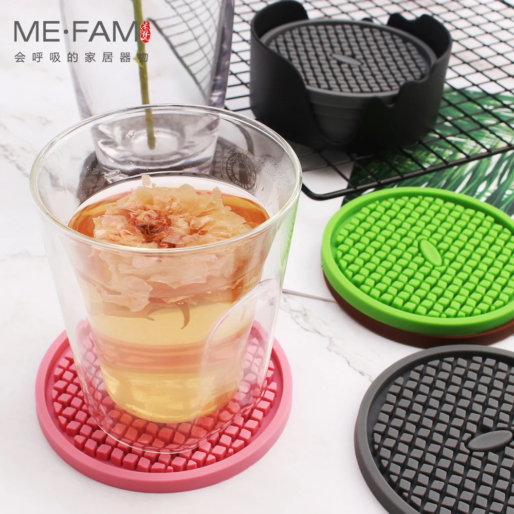 Thicken Silicone Round Coasters With Tray Holder Non-slip Anti-overflow Heat Insulation Tea Cup Mat Protection Tabletop Set of 6
Thicken Silicone Round Coasters With Tray Holder Non-slip Anti-overflow Heat Insulation Tea Cup Mat Protection Tabletop Set of 6