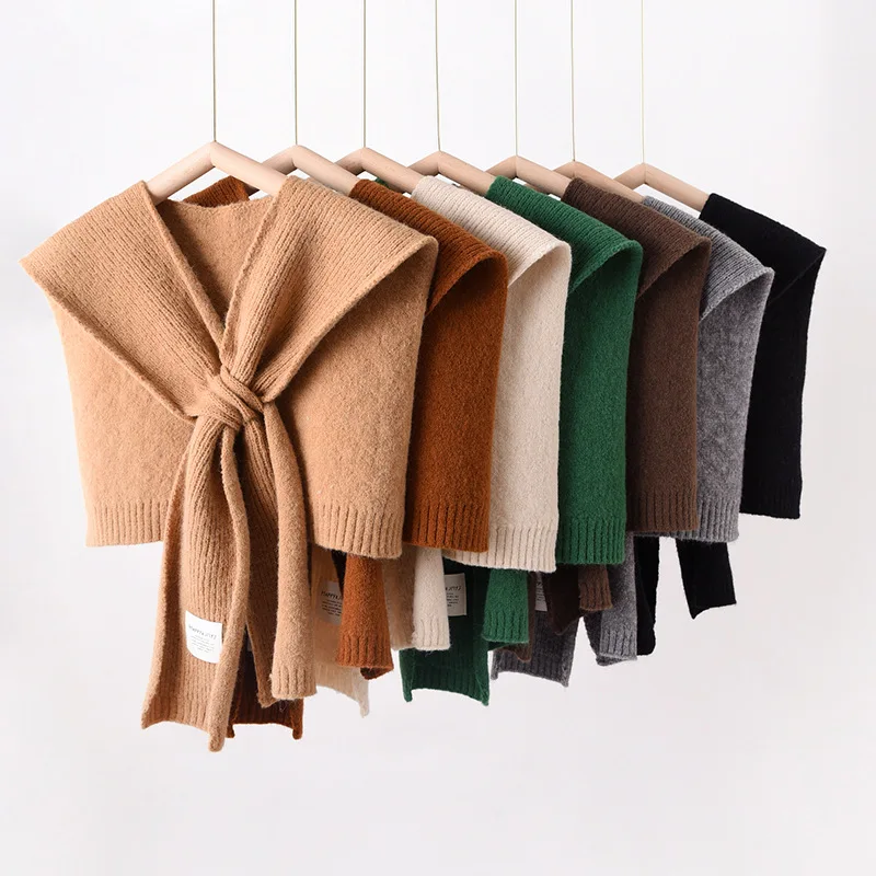 Woolen Knitted Warm Shawl Winter Korean Fashion Female Blouse Shoulders Fake Collar Cape Knotted Scarf
Woolen Knitted Warm Shawl Winter Korean Fashion Female Blouse Shoulders Fake Collar Cape Knotted Scarf