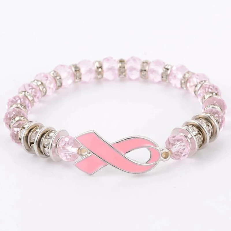 PBR070(10) рекламный подарок из цинкового сплава браслет розовой ленты с кристаллами
