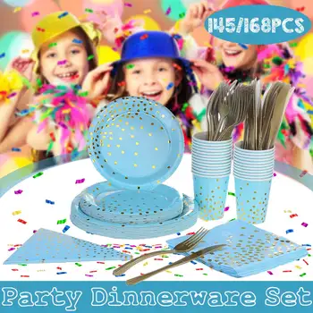 145/168Pcs High Quality Blue Hot Stamping Disposable Tableware Set Plate/Napkin/Cup/Fork/Knive Serving 24 Guests Party Supplies
145/168Pcs High Quality Blue Hot Stamping Disposable Tableware Set Plate/Napkin/Cup/Fork/Knive Serving 24 Guests Party Supplies