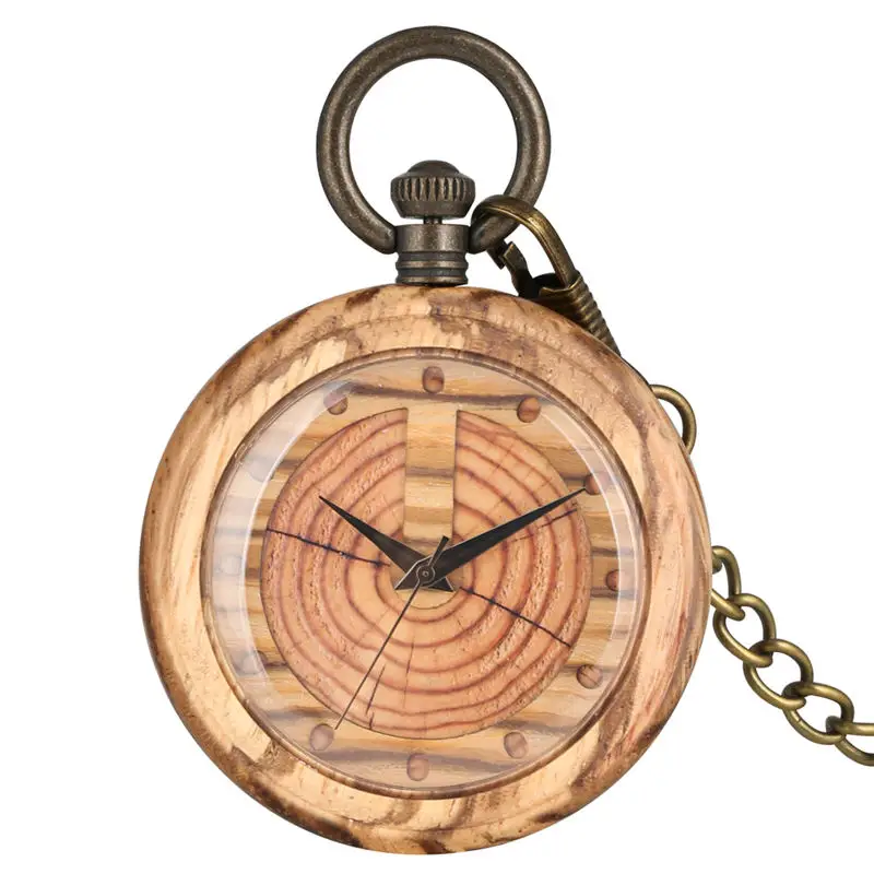 

Rough Chain Quartz Wooden Pocket Watch Women Annual Ring Pattern Dial Men Pendant Watches Necklace New Gift relogio de bolso