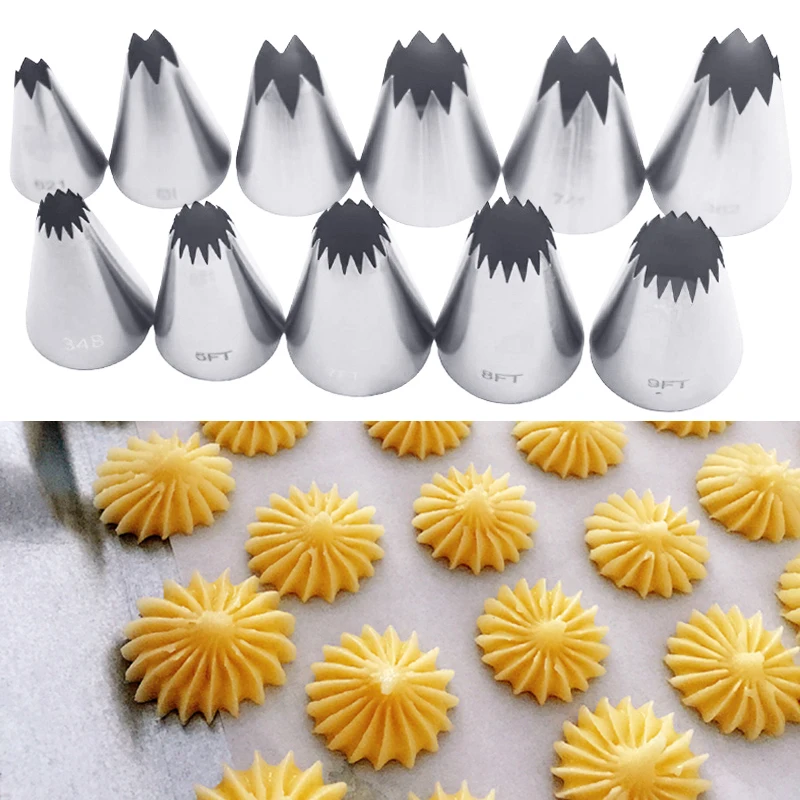 

11Pcs/set Large Icing Piping Nozzles Russian Nozzles Pastry Tips Cookies Cake Decorating Tools Tips Cream Fondant Pastry Nozzles