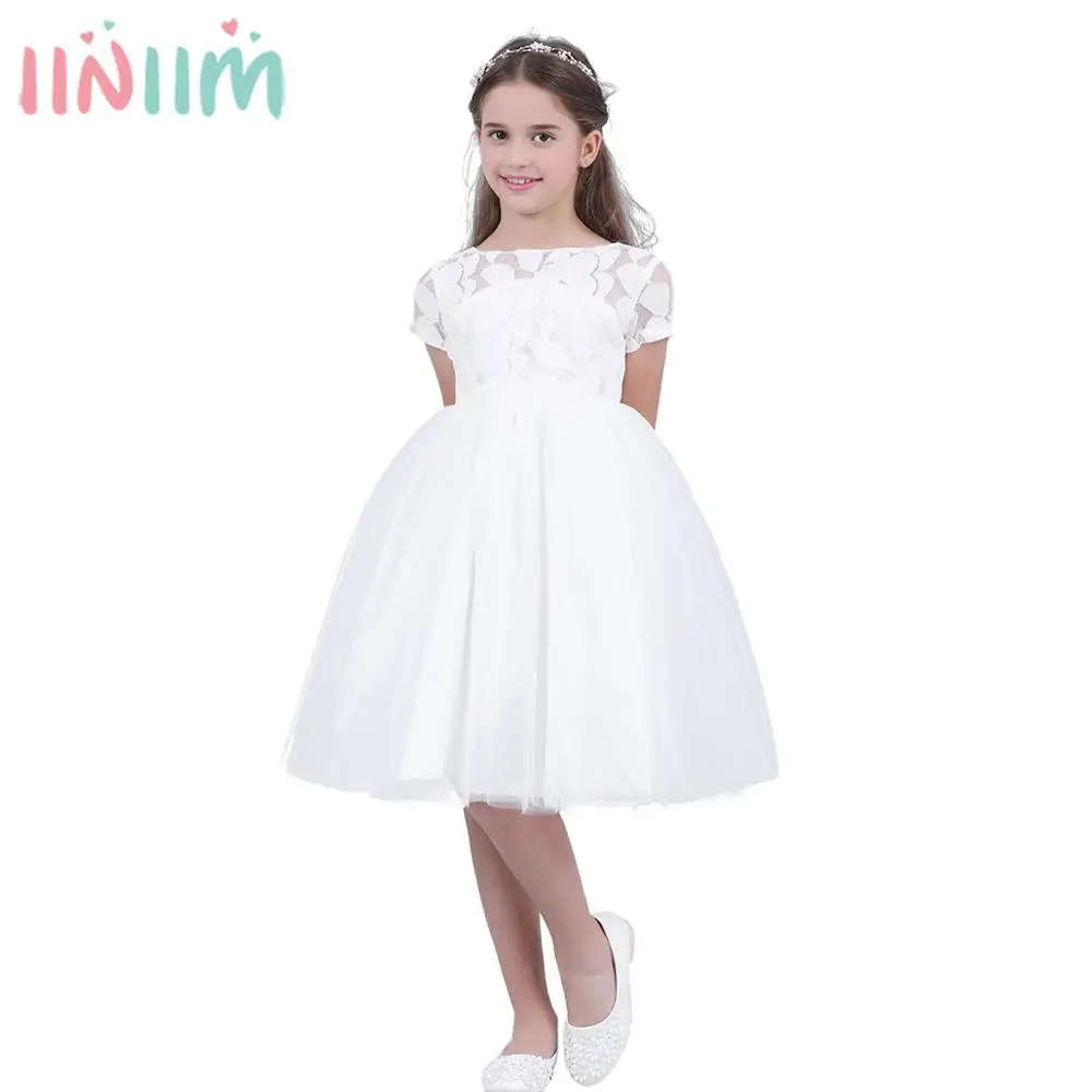 Детское белое платье iiniim с вырезами в виде сердца для девочек выпускного вечера |