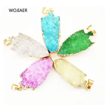 WOJIAER Arrowhead Charms Drusy Druzy Natural Crystal Stone Gold Color European Jewelry Pendant Bracelet Diy Making ZBM077
WOJIAER Arrowhead Charms Drusy Druzy Natural Crystal Stone Gold Color European Jewelry Pendant Bracelet Diy Making ZBM077