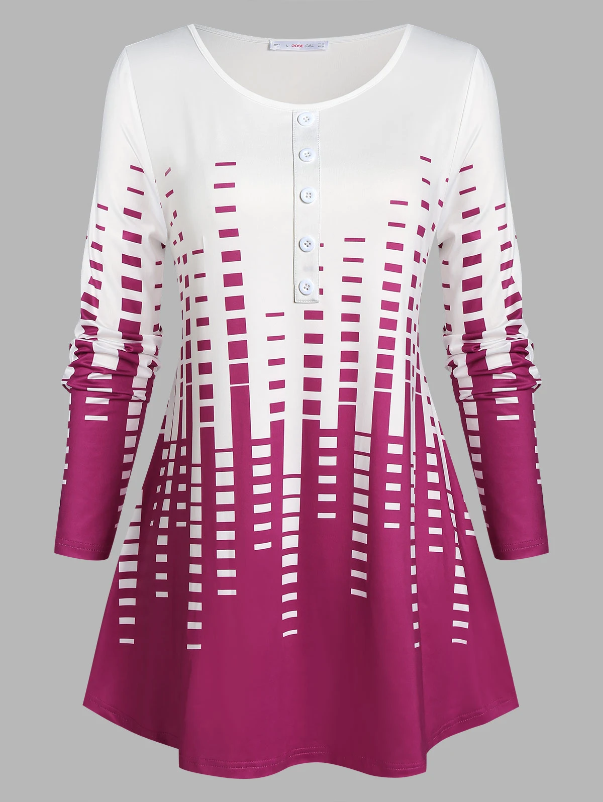 Plus Size Button Gradient Geometric Printed T Shirt | Женская одежда