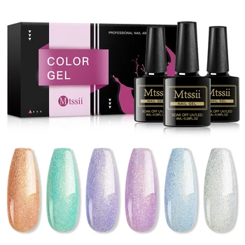 Mtssii 6 Pcs Glitter Nail Polish Gel Kit Soak Off UV Semi-permanent Gel Varnish Manicure Nail Art Lacquer 
Mtssii 6 Pcs Glitter Nail Polish Gel Kit Soak Off UV Semi-permanent Gel Varnish Manicure Nail Art Lacquer