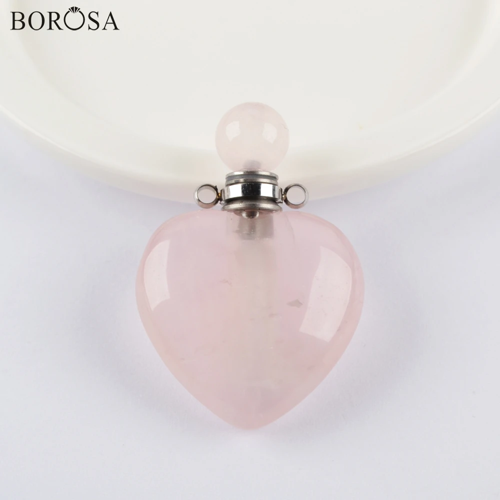 BOROSA Lovely Heart Rose Quartzs Essential Oil Diffuser Natural Crystal Heart Connector Pendant for Necklace Jewelry WX1328
BOROSA Lovely Heart Rose Quartzs Essential Oil Diffuser Natural Crystal Heart Connector Pendant for Necklace Jewelry WX1328