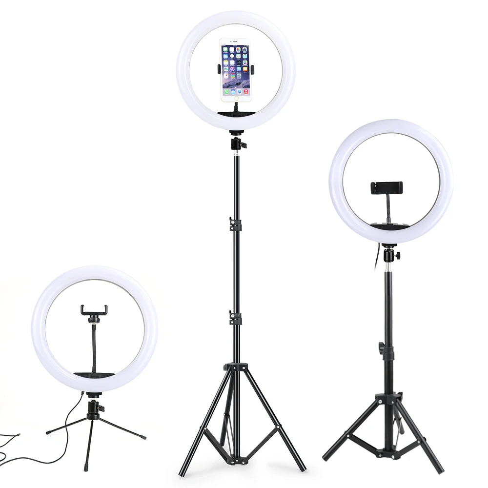 

LED Selfie Ring Light 26cm 10inch Photography Lighting With Tripod Stand Phone Holder Dimmable Lamp For Photographic Video Live