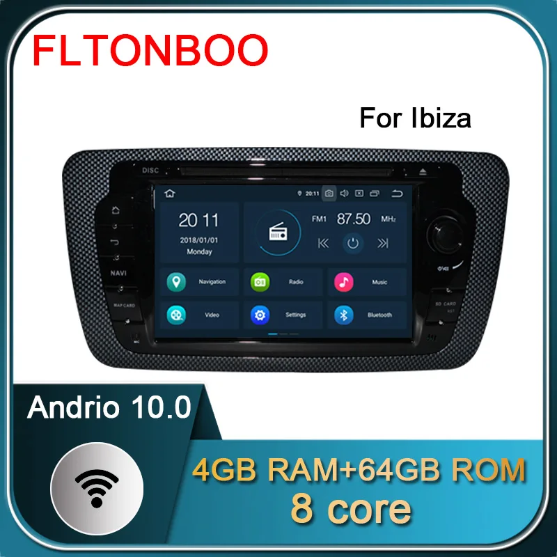 Dvd плеер для Seat Ibiza 2013 7 дюймов Android 10 bluetooth рулевое колесо 4 Гб ОЗУ 64 ПЗУ сенсорный