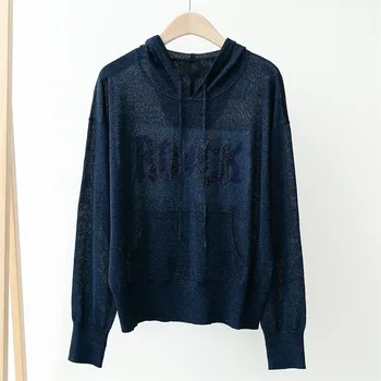 2020 Spring Summer Women Letters Lightning Beaded Sweater Hooded Long Sleeve Thin Knitwear Pullover
2020 Spring Summer Women Letters Lightning Beaded Sweater Hooded Long Sleeve Thin Knitwear Pullover