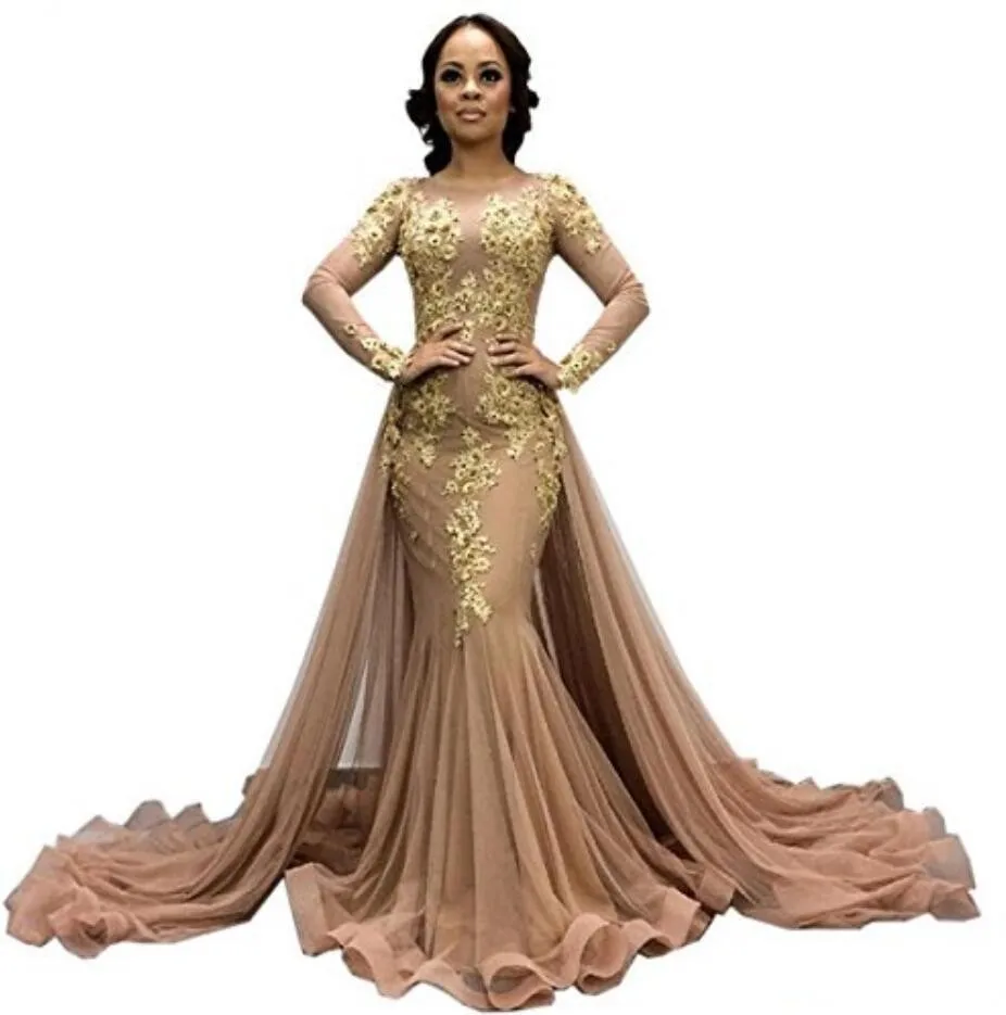 Champagne Overskirts Evening Dresses With O-Neck Lace Appliques Tulle Plus Size Prom Dress Long Sleeves Mother Of The Bride Gown
Champagne Overskirts Evening Dresses With O-Neck Lace Appliques Tulle Plus Size Prom Dress Long Sleeves Mother Of The Bride Gown